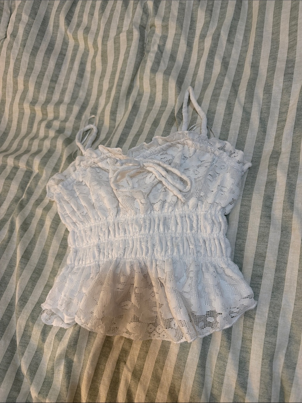 iris White Lace Smocked Peplum Cami